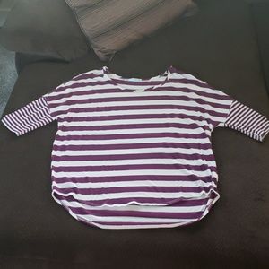 Purple and Gray Striped Heathered Tunic Tee